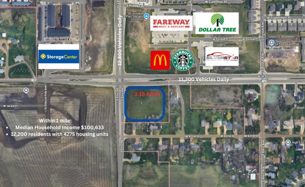 41st & Ellis Road Intersection Zone C-2 Lots 9, 10, and 11 Block 1 3.15 Acres