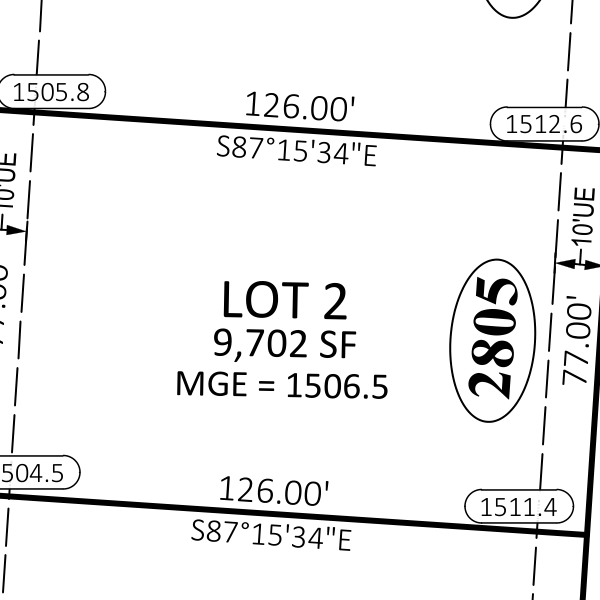 Lot plat — CCH Block 12 Lot 2  — 2805 S Dunraven